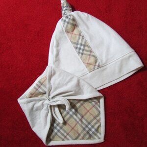 Burberry Infant Cap & Scarf / Bib Set - Newborn Baby